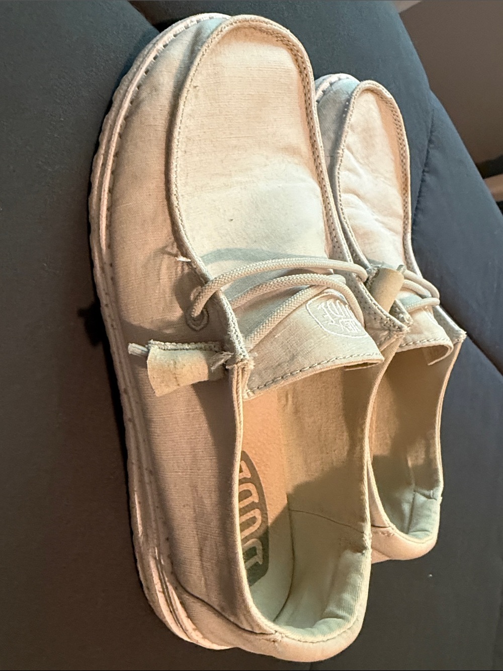 Wendy Slub Canvas Hey Dude Women's Slip-On Loafers in Light Gray - Picture 3 of 11